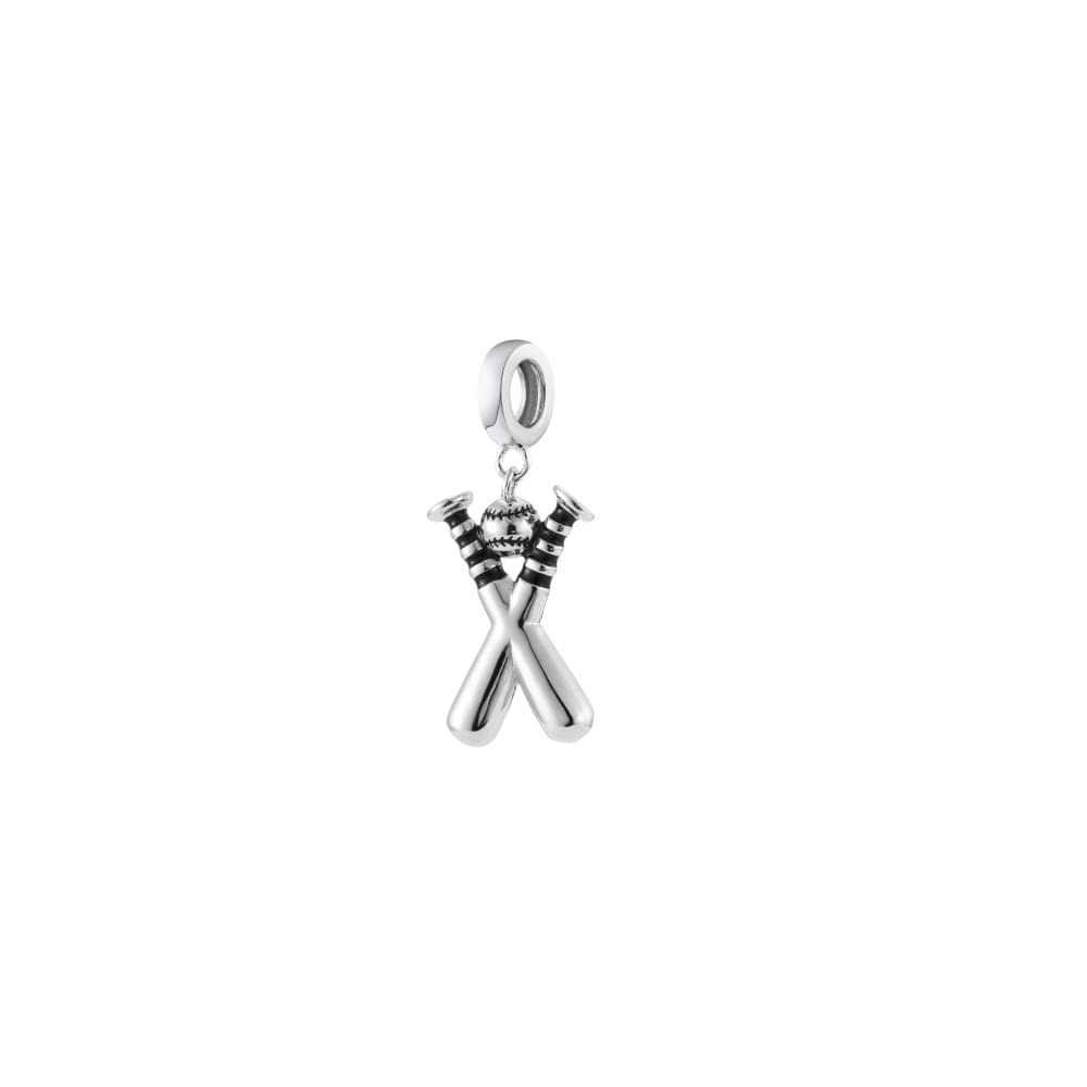 Sterling Silver Crossed Baseball Bats Charm