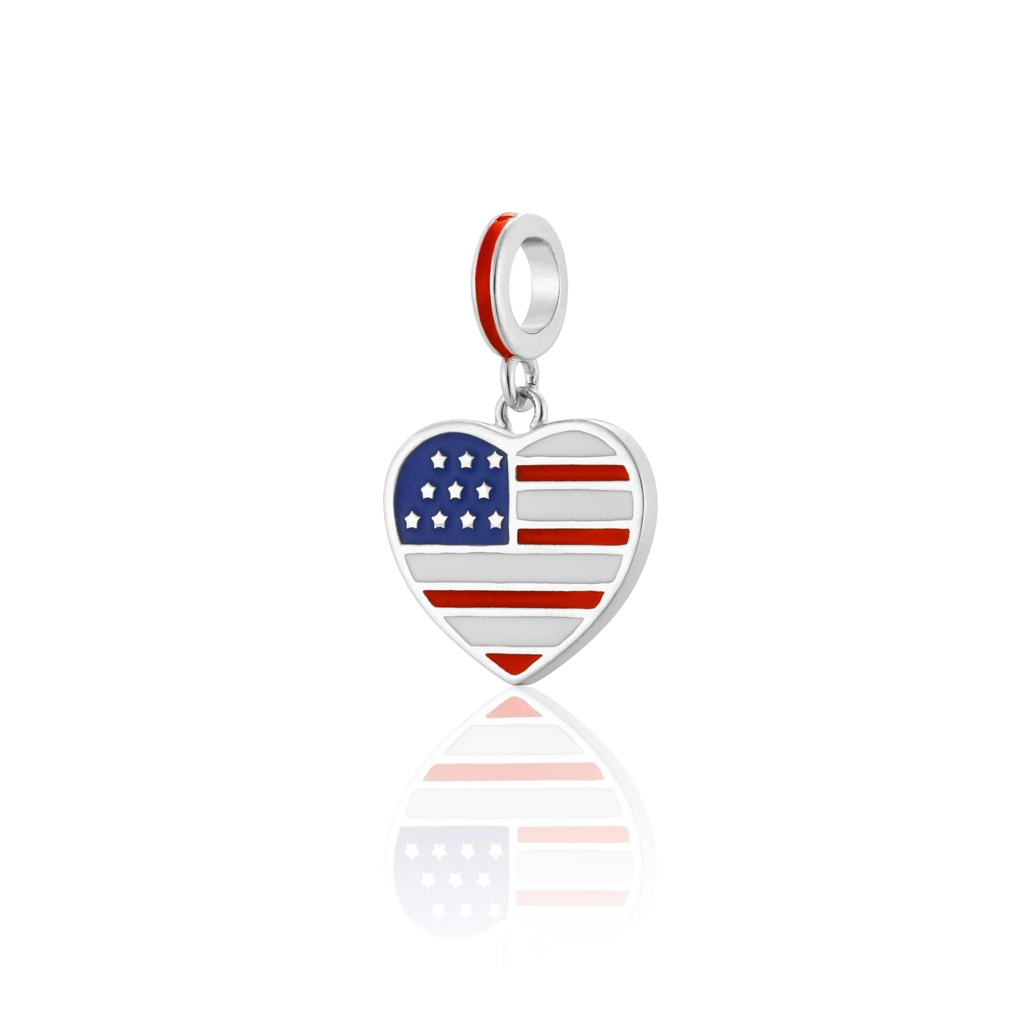 Sterling Silver I Love USA Heart Charm