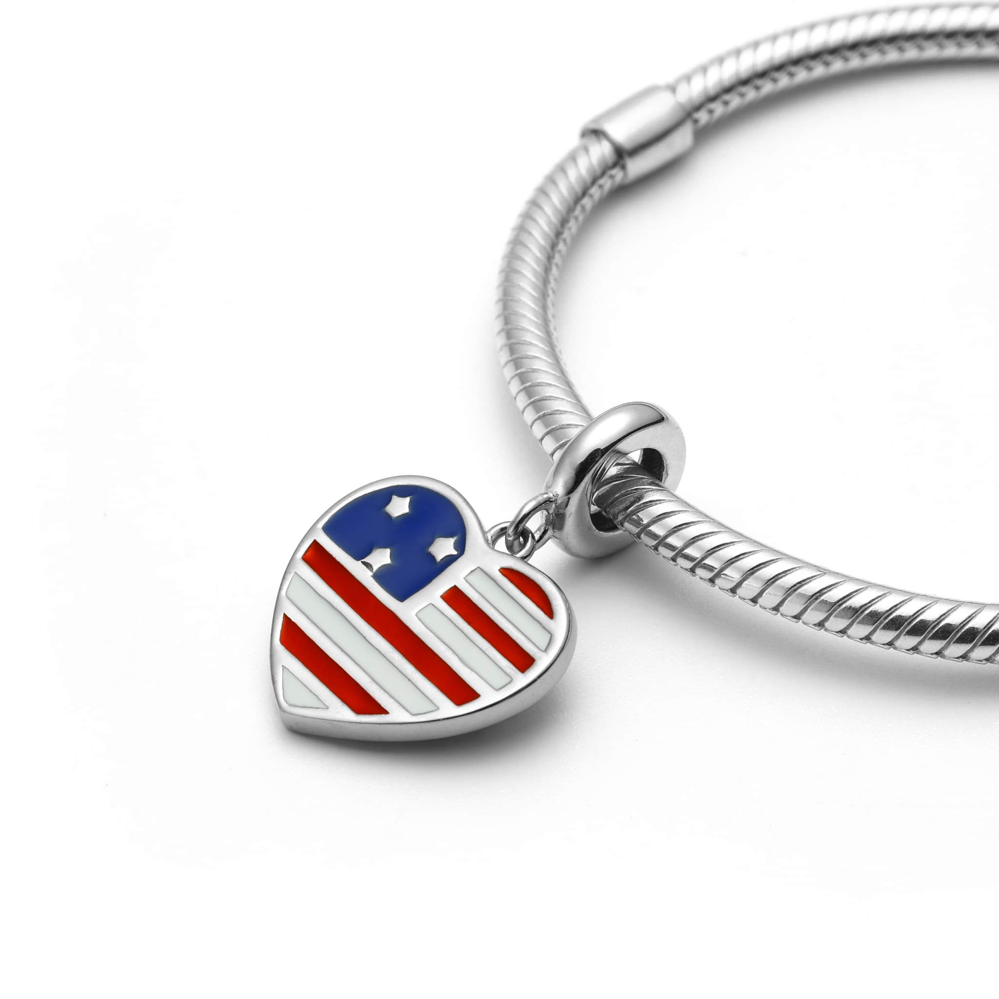Sterling Silver Military Mom Heart Charm
