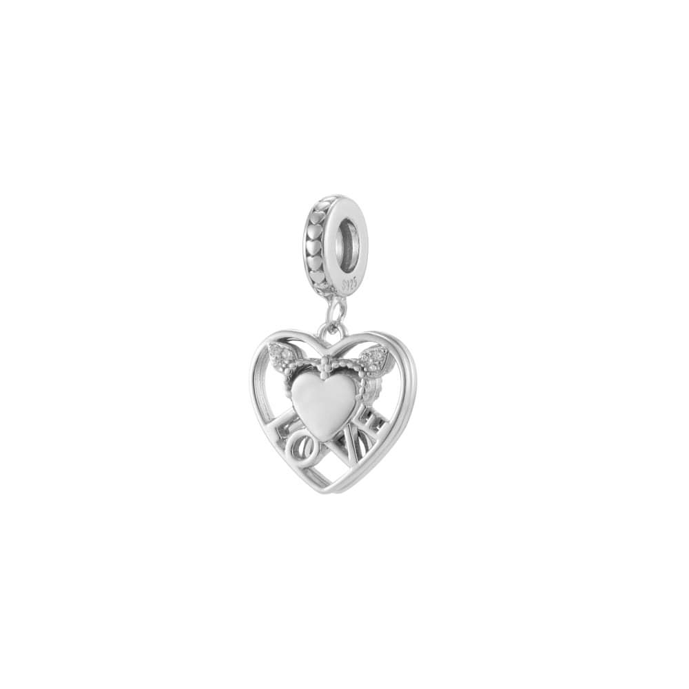 Sterling Silver Love Double Hearts Charm
