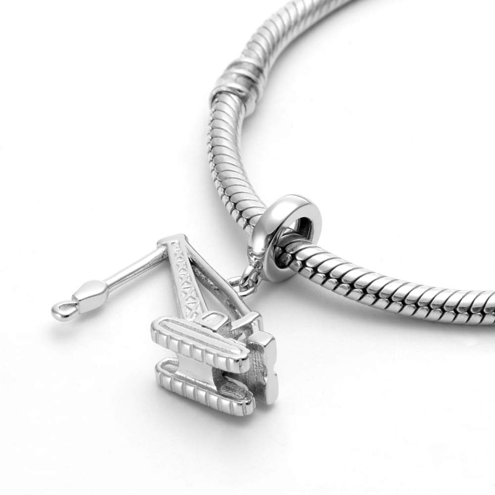 Sterling Silver Crawler Crane Charm