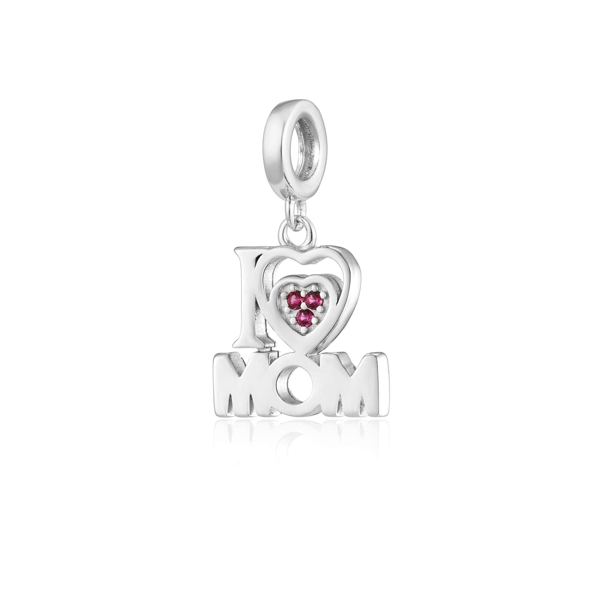 Sterling Silver I Heart Mom Charm