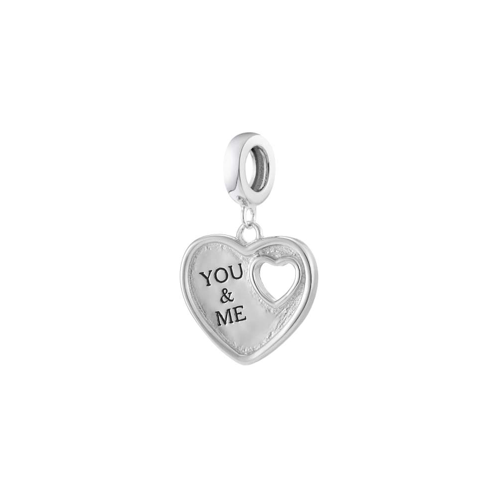 Sterling Silver You & Me Heart Charm