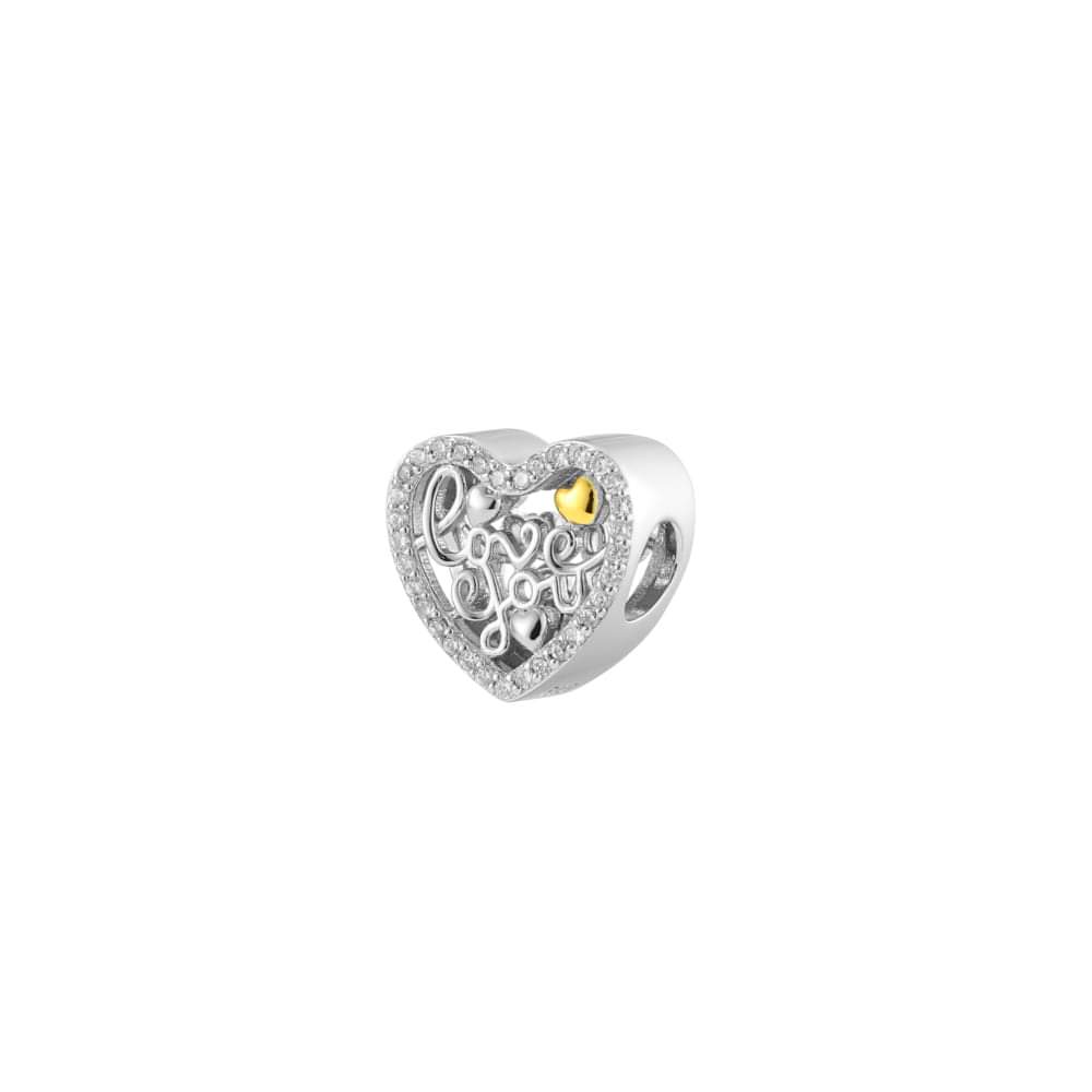 Sterling Silver Love You Heart Spacer Charm