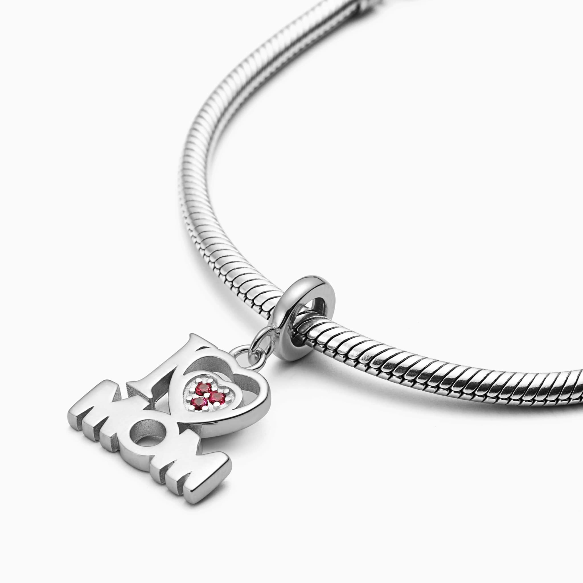 Sterling Silver I Heart Mom Charm