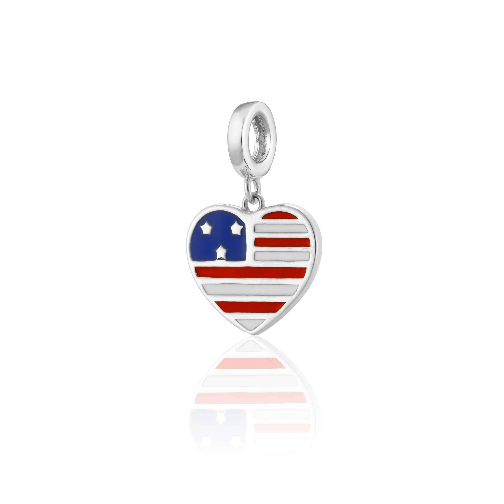 Sterling Silver Military Mom Heart Charm
