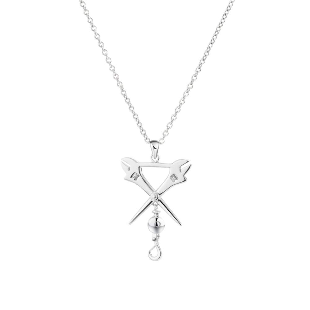 .925 Sterling Silver Spud Wrench and Crane Pendant