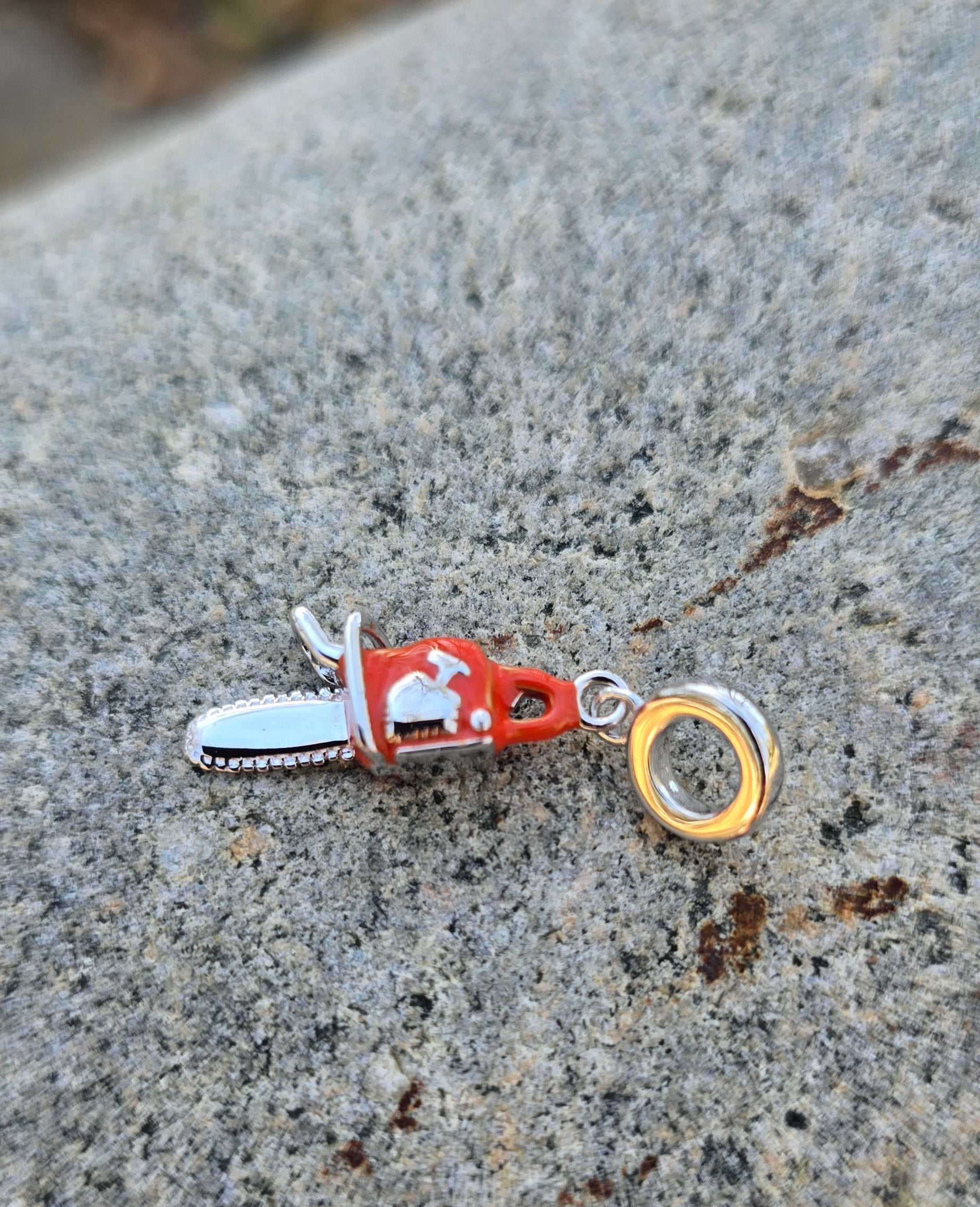 Sterling Silver Chainsaw Charm