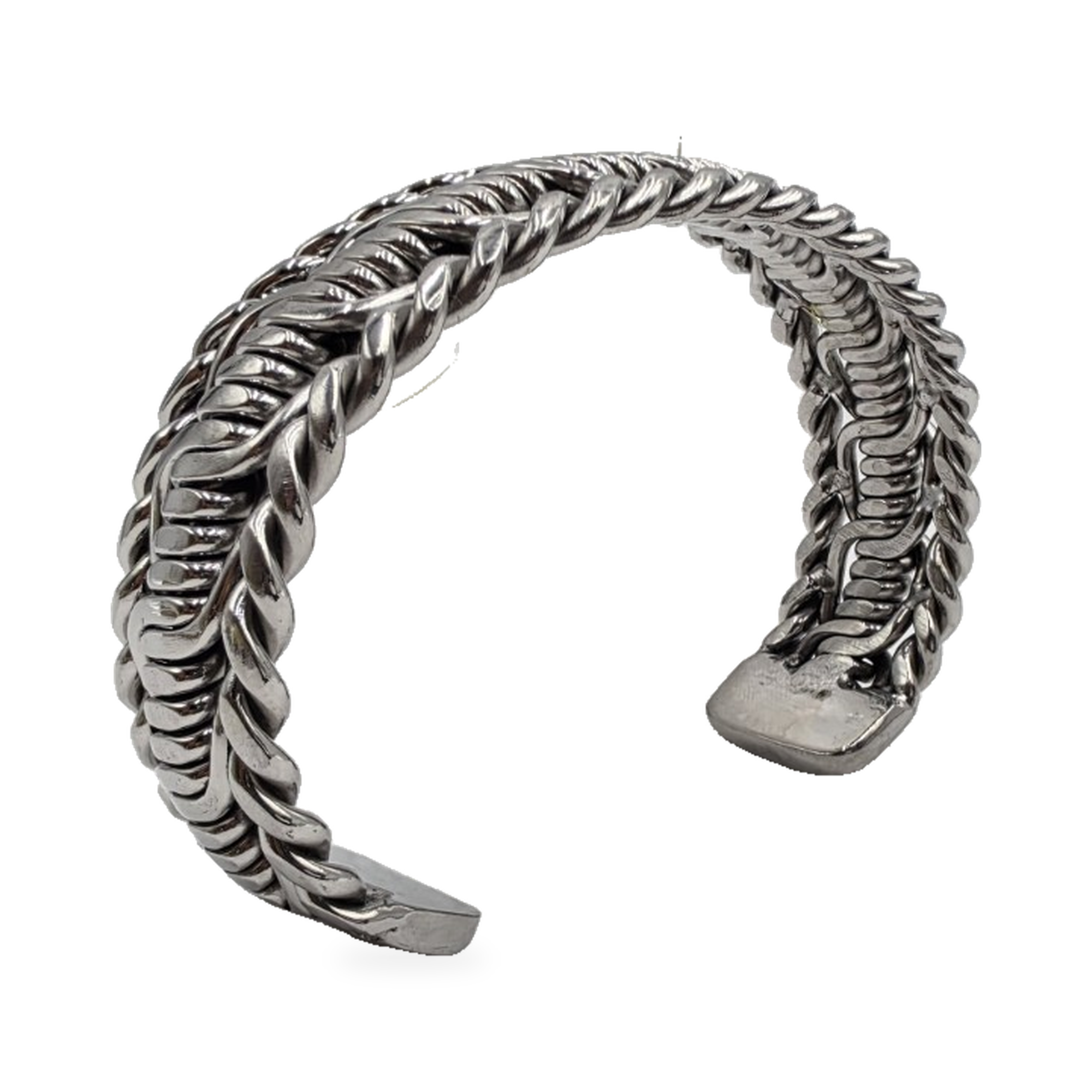 Silver-Tone Ribbed-Link Cuff