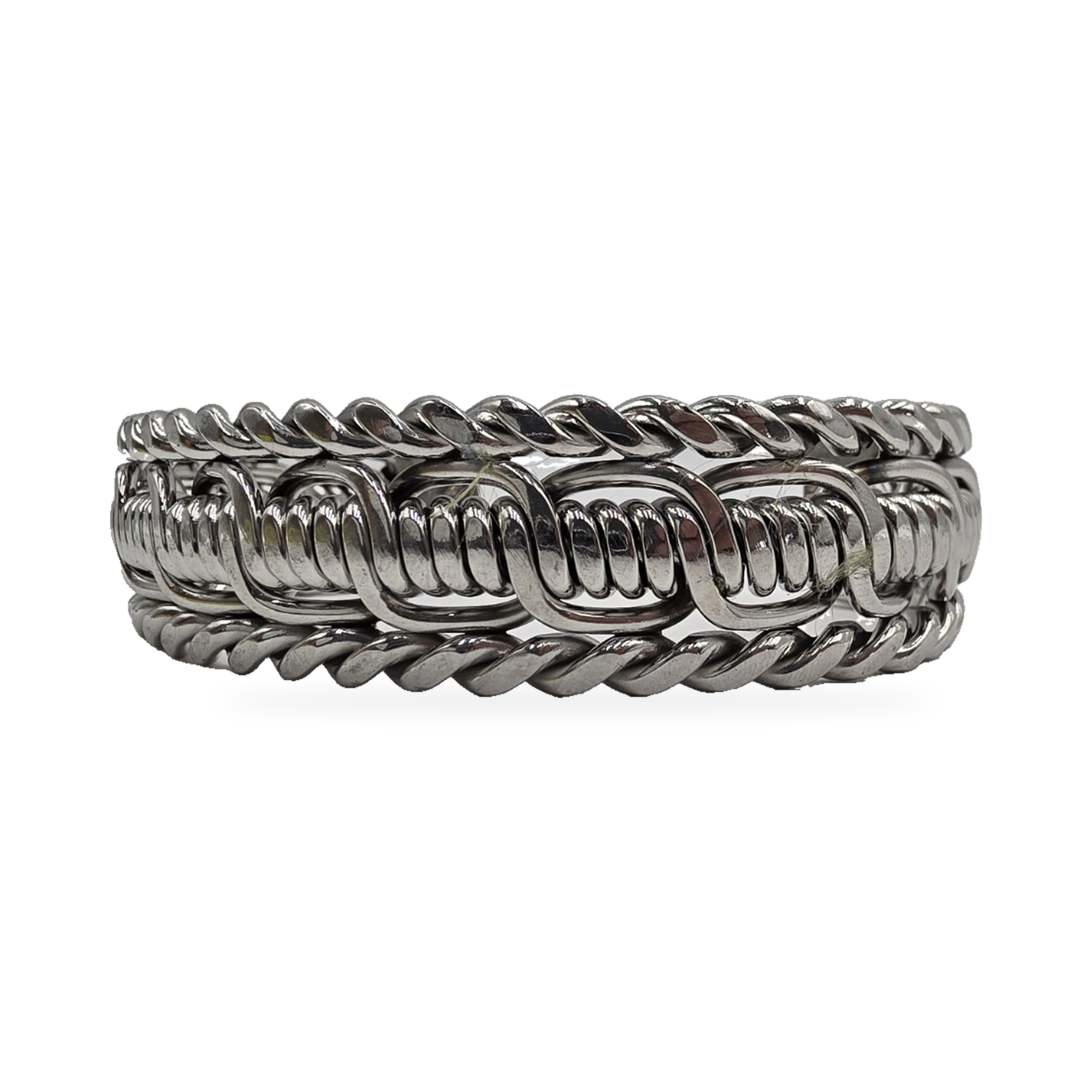 Silver-Tone Ribbed-Link Cuff