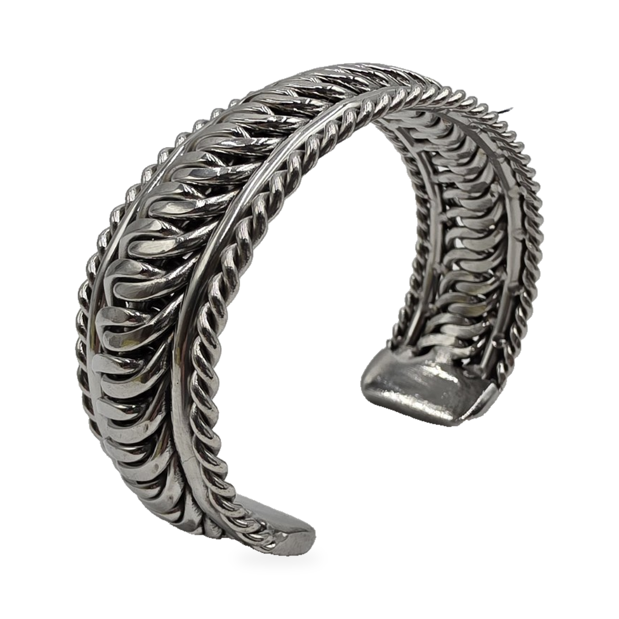 Silver-Tone Rounded-Link Cuff