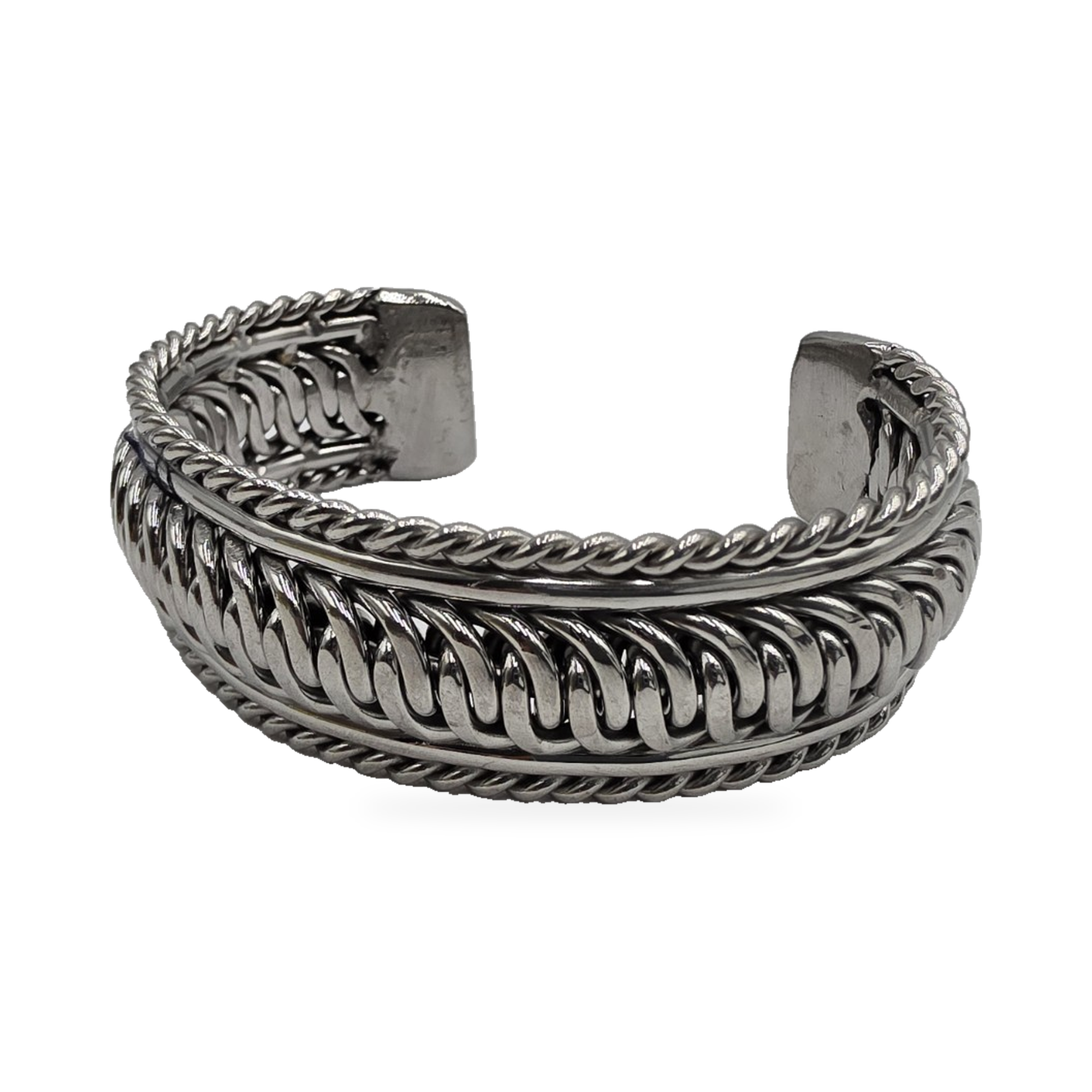 Silver-Tone Rounded-Link Cuff