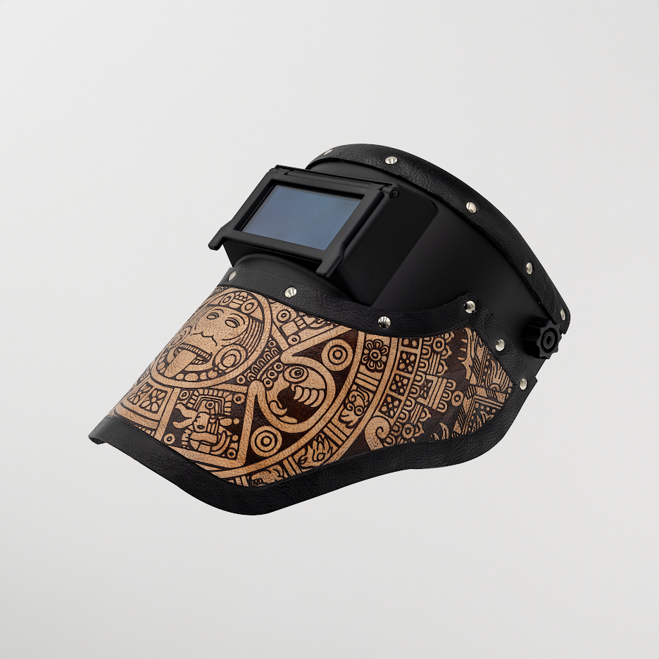Outlaw Leather Slimline Black Natural Aztec welding hood