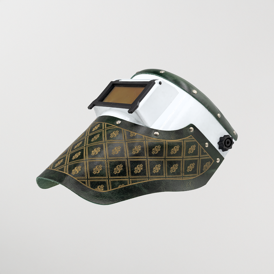 Outlaw Leather Slimline Money Green welding hood