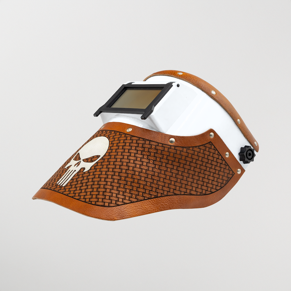 Outlaw Leather Slimline Punisher Basketweave Brown welding hood