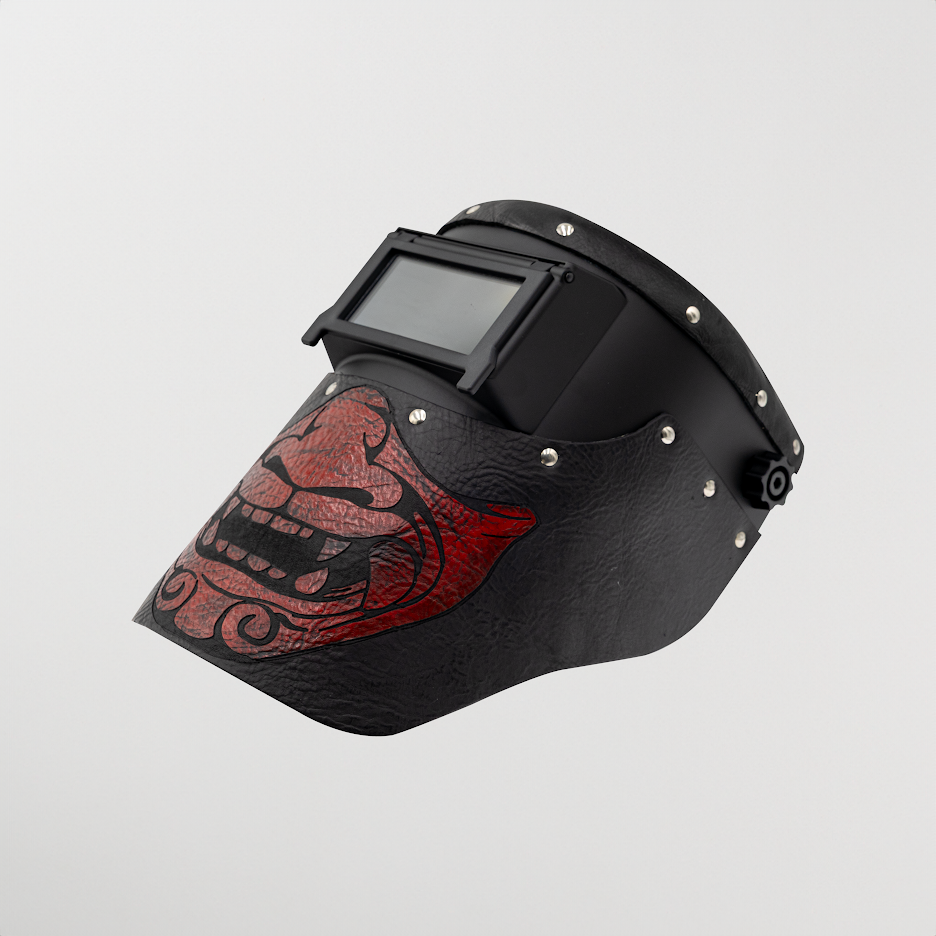 Outlaw Leather Slimline Samurai Onii Mask black welding hood