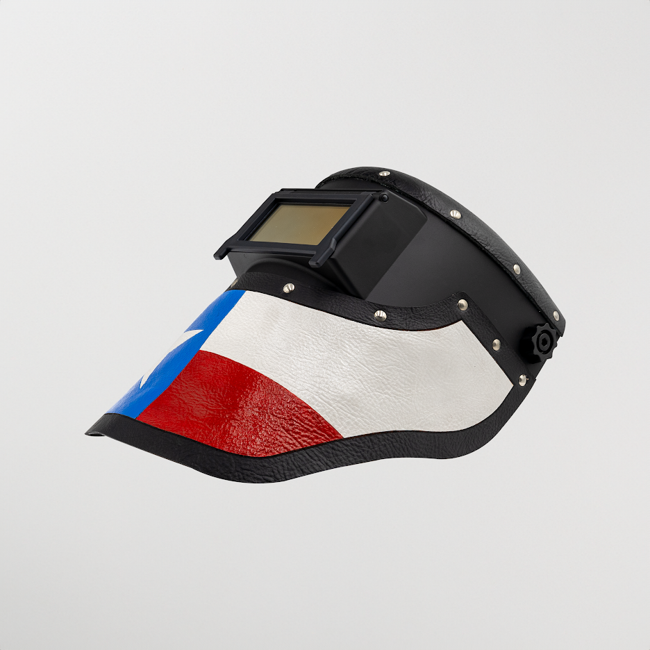 Outlaw Leather Slimline Texas Black Border welding hood