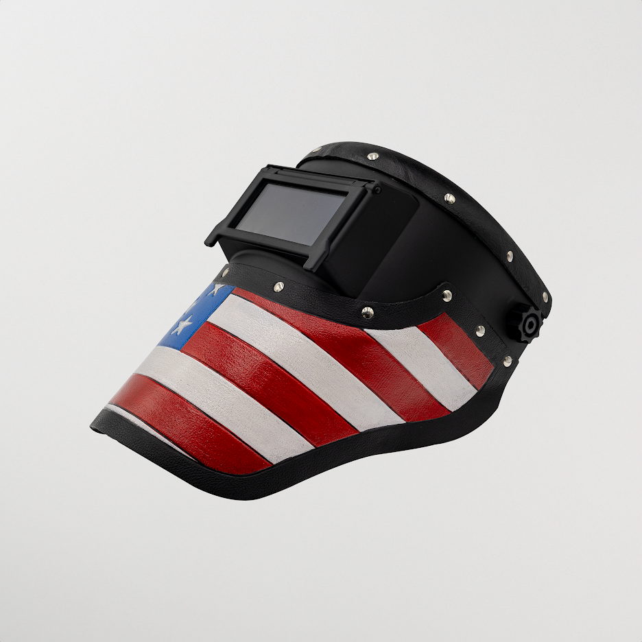 Outlaw Leather Slimline USA Flag Black welding hood