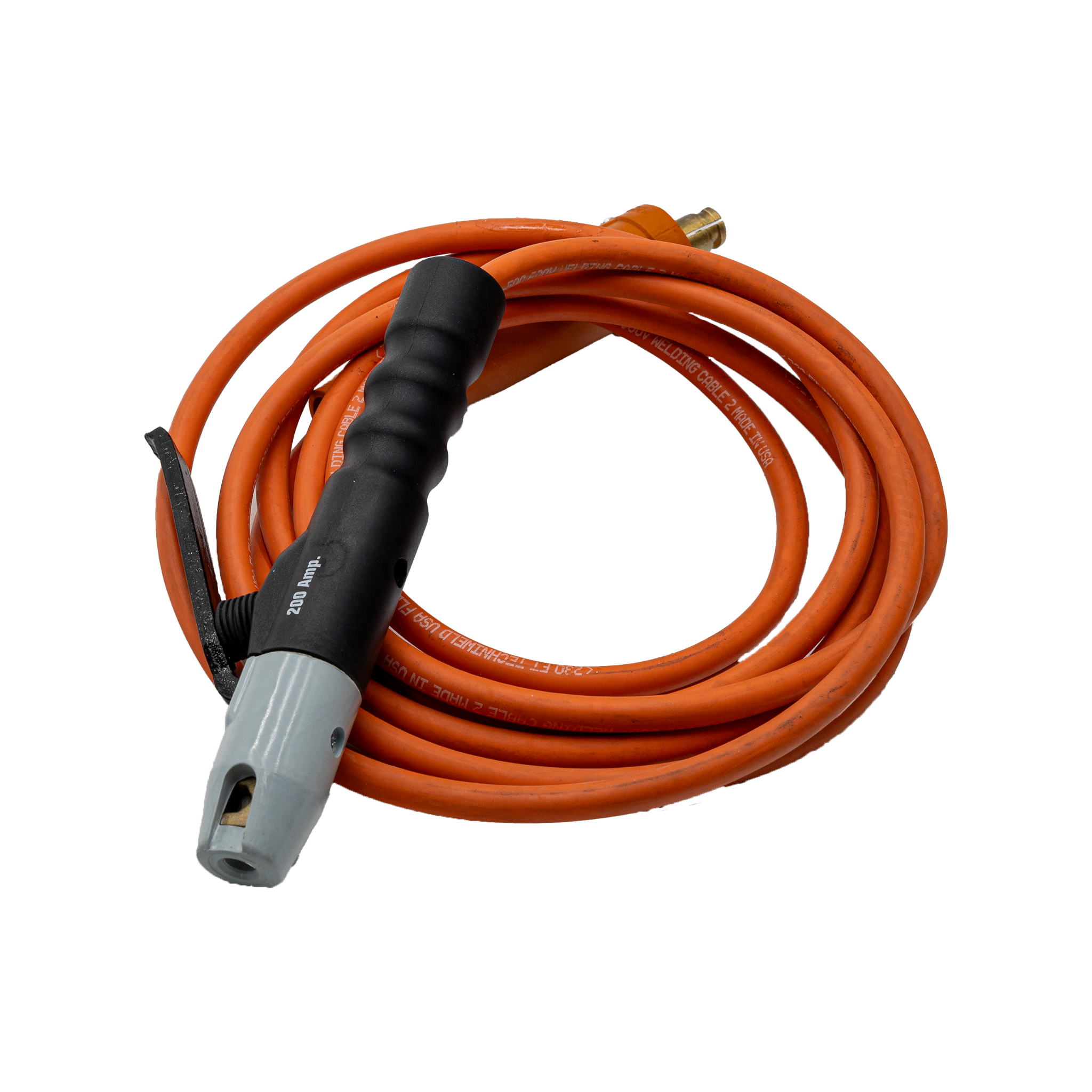Stingray 200 Amp electrode holder with coiled orange welding cable