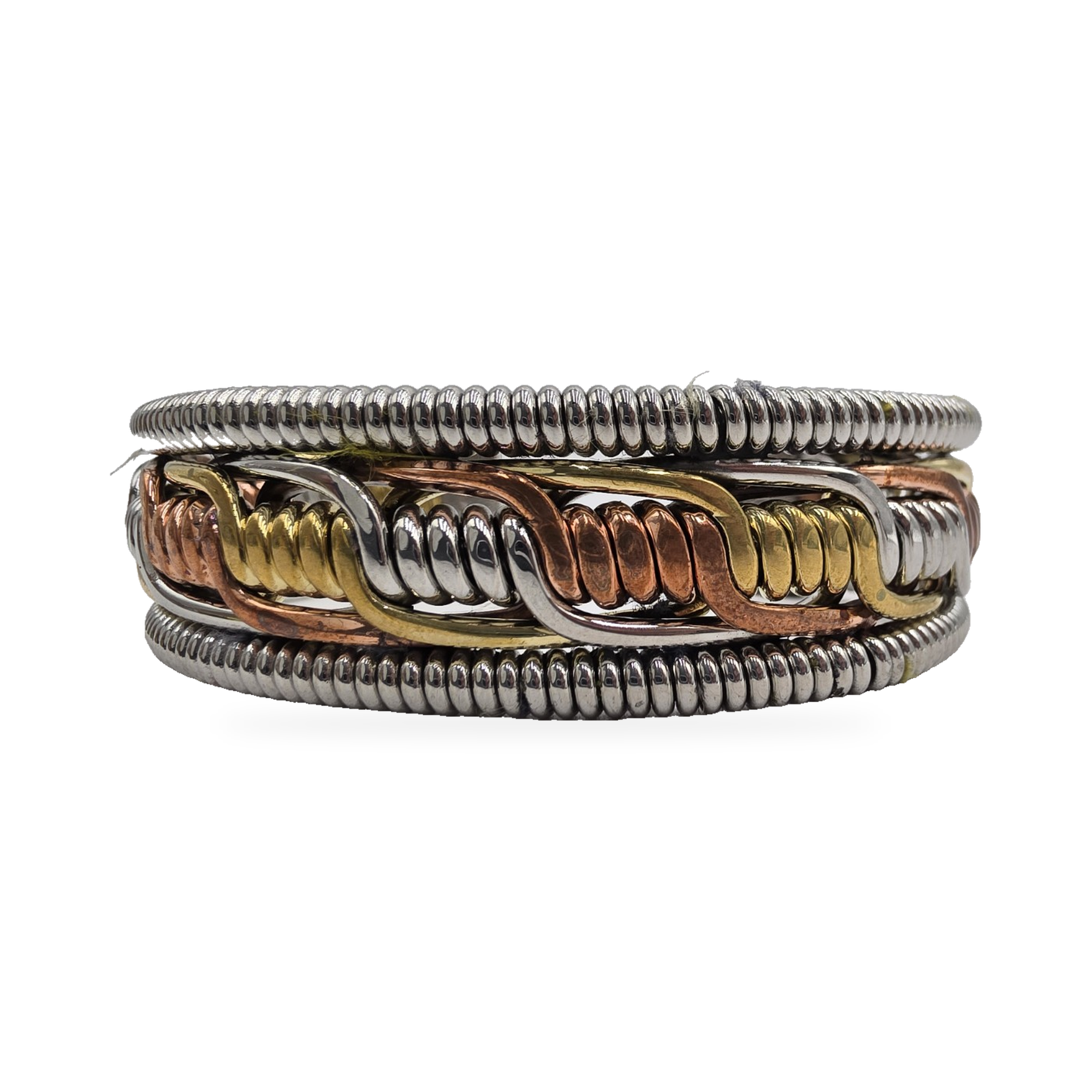 Tri-Tone Ribbed-Link Cuff