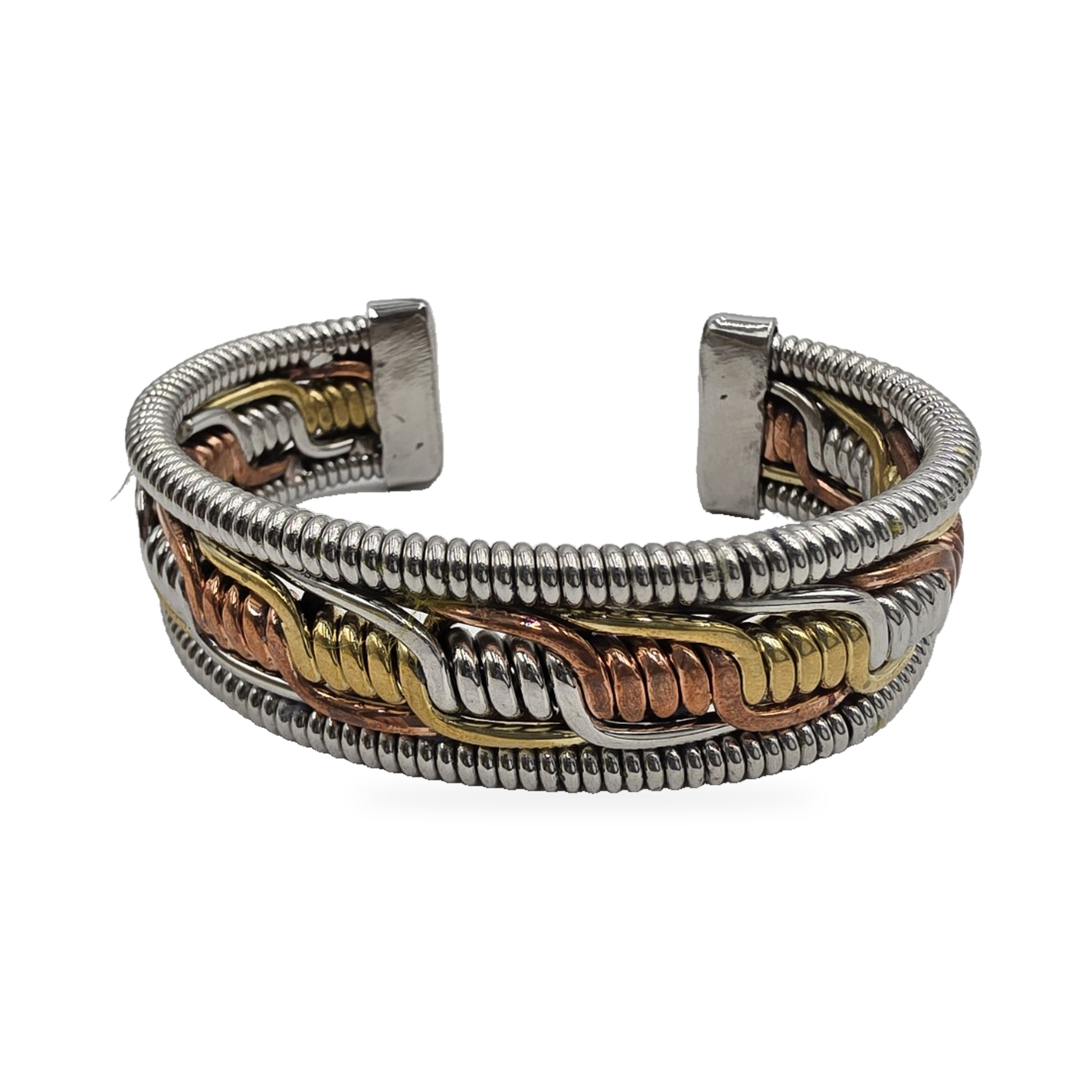 Tri-Tone Ribbed-Link Cuff