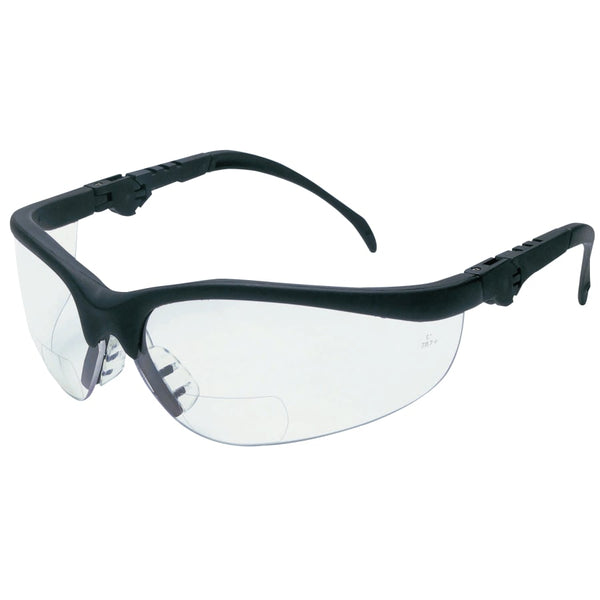 Klondike® KD3 Series Bifocal Reader Safety Glasses, Clear Lens, Black Frame