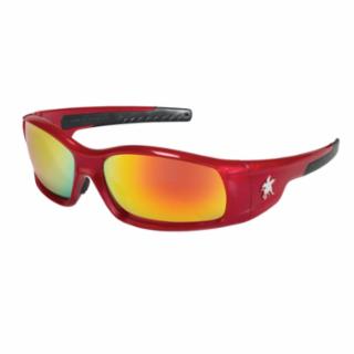 Swagger Safety Glasses, Fire Mirror Lens, Duramass Hard Coat, Red Frame  by Outlaw Leather