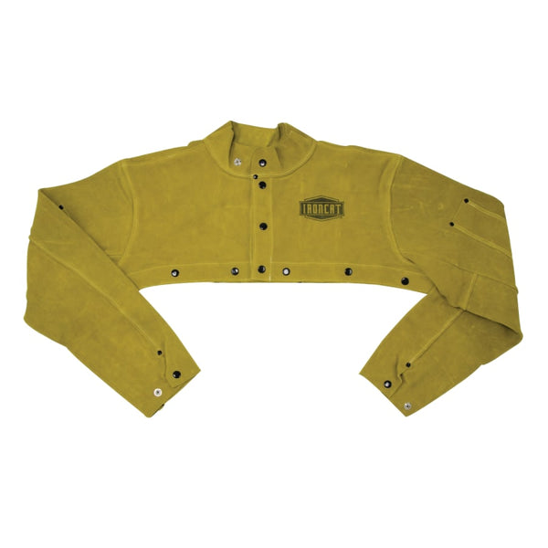 Ironcat Leather Cape Sleeves, 10 3/4", Anodized Snaps, Medium, Golden Yellow  by Outlaw Leather.