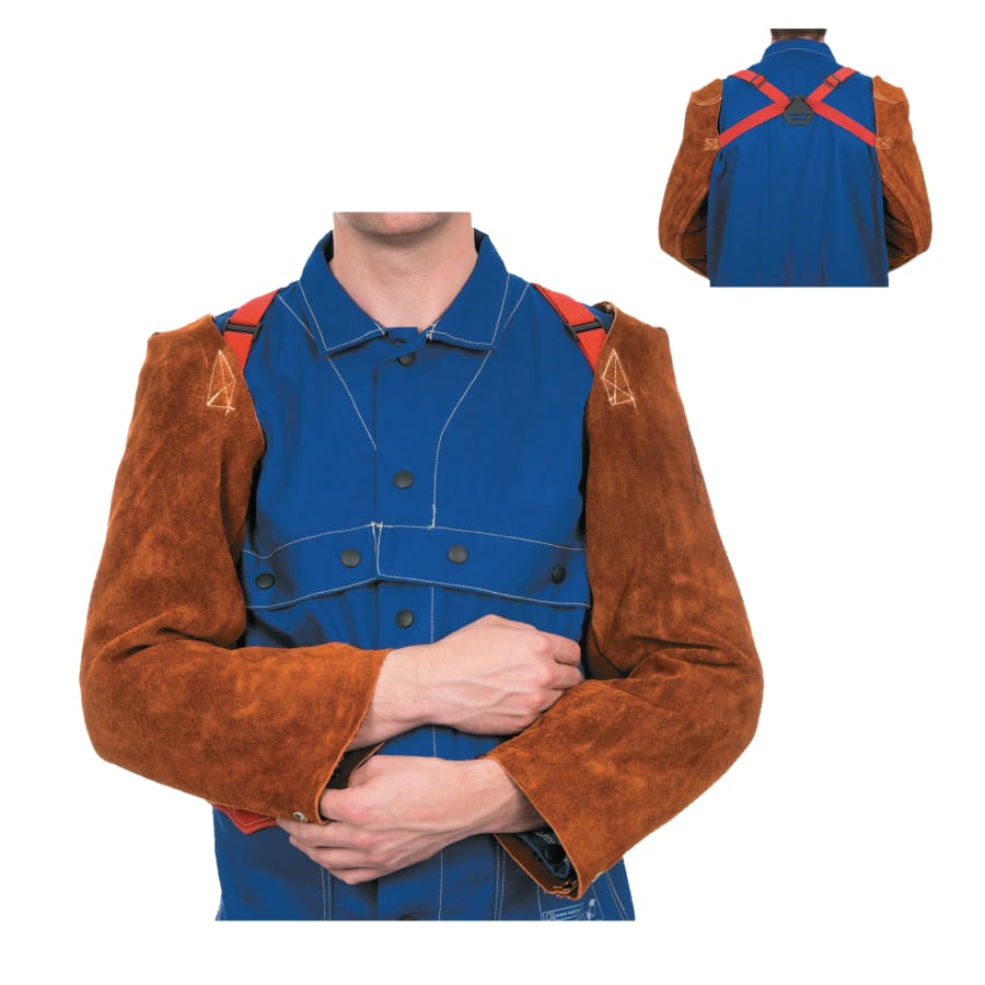 Leather Sleeves, 23 in Long, Snaps Closure, One Size Fits Most, Golden Brown  by Outlaw Leather.